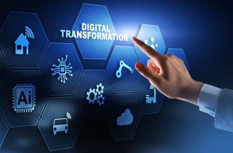 Digital Transformation and Digitalization Technology concept on Abstract Background